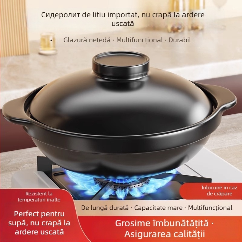 Oală mică de lut pentru uz casnic, compatibilă cu aragazul pe gaz, specială pentru orez gătit în vas de lut, rezistentă la temperaturi înalte, nu se crapă, oală pentru supă, potrivită pentru utilizare comercială