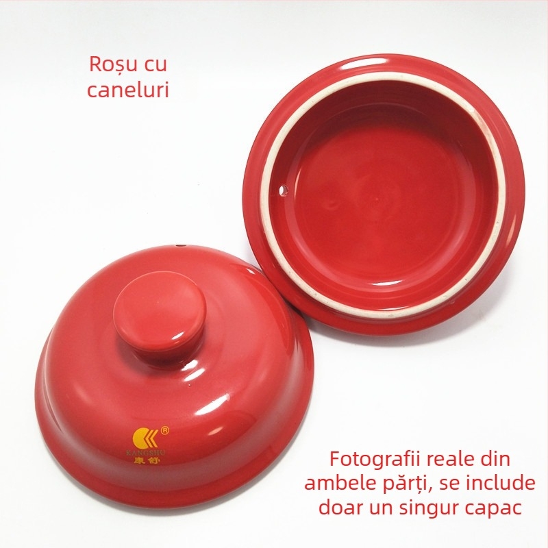 Capac ceramic portocaliu pentru oale de lut – capac universal pentru supe, oale și gătire lentă