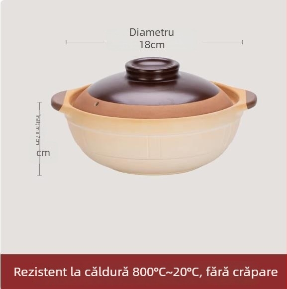 Kinsolic Oală de lut retro cu capac ceramic, pentru aragaz cu gaz, rezistentă la temperaturi înalte, potrivită pentru orez și tocănițe