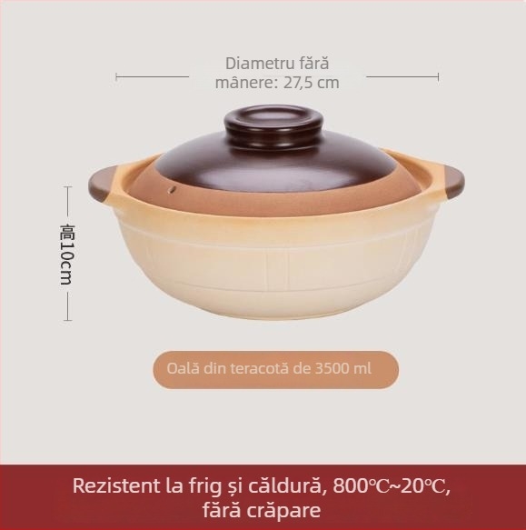 Kinsolic Oală de lut retro cu capac ceramic, pentru aragaz cu gaz, rezistentă la temperaturi înalte, potrivită pentru orez și tocănițe