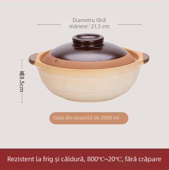 Kinsolic Oală de lut retro cu capac ceramic, pentru aragaz cu gaz, rezistentă la temperaturi înalte, potrivită pentru orez și tocănițe