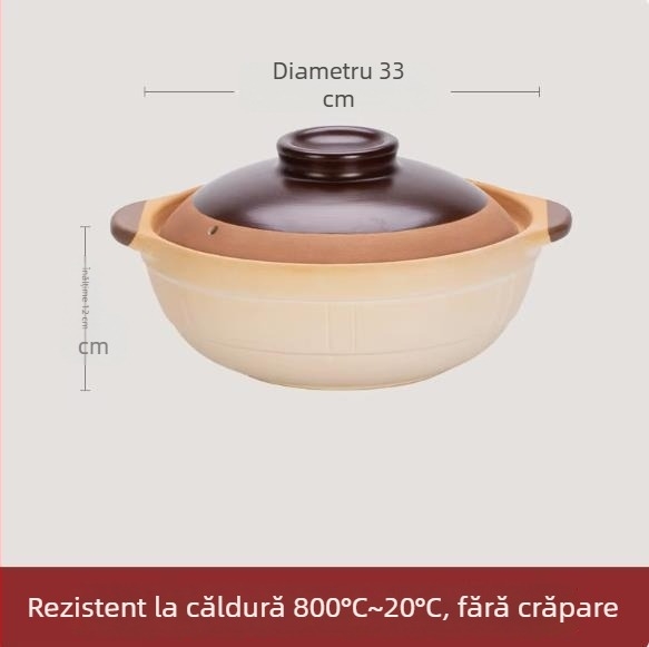 Kinsolic Oală de lut retro cu capac ceramic, pentru aragaz cu gaz, rezistentă la temperaturi înalte, potrivită pentru orez și tocănițe