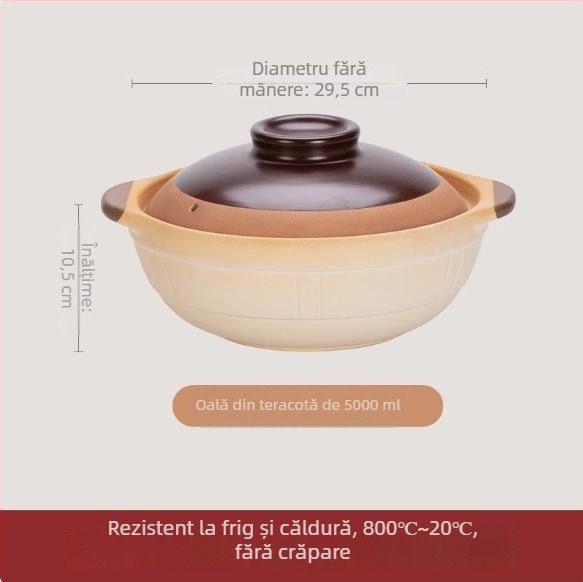 Kinsolic Oală de lut retro cu capac ceramic, pentru aragaz cu gaz, rezistentă la temperaturi înalte, potrivită pentru orez și tocănițe