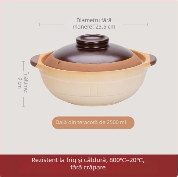 Kinsolic Oală de lut retro cu capac ceramic, pentru aragaz cu gaz, rezistentă la temperaturi înalte, potrivită pentru orez și tocănițe