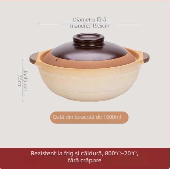 Kinsolic Oală de lut retro cu capac ceramic, pentru aragaz cu gaz, rezistentă la temperaturi înalte, potrivită pentru orez și tocănițe