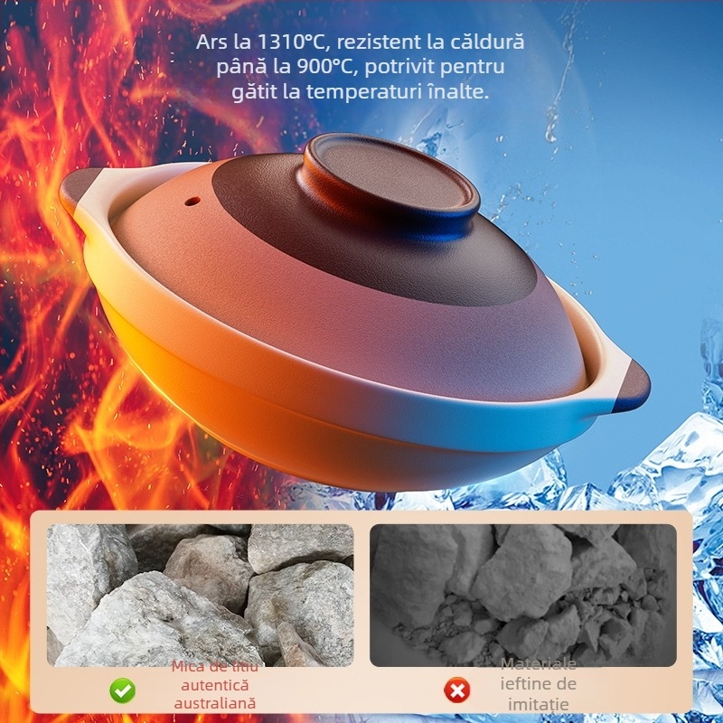 Kinsolic Oală de lut retro cu capac ceramic, pentru aragaz cu gaz, rezistentă la temperaturi înalte, potrivită pentru orez și tocănițe