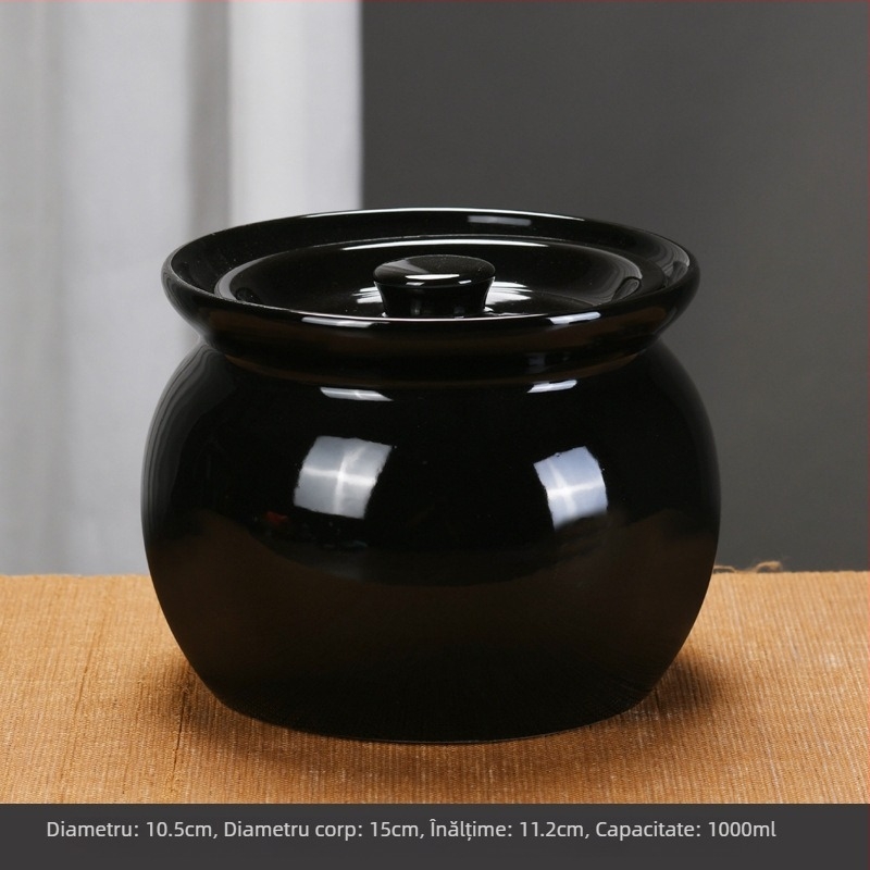 Oală ceramică cu capac, de capacitate mare, pentru fierbere și gătit la abur, potrivită pentru uz casnic și banchete