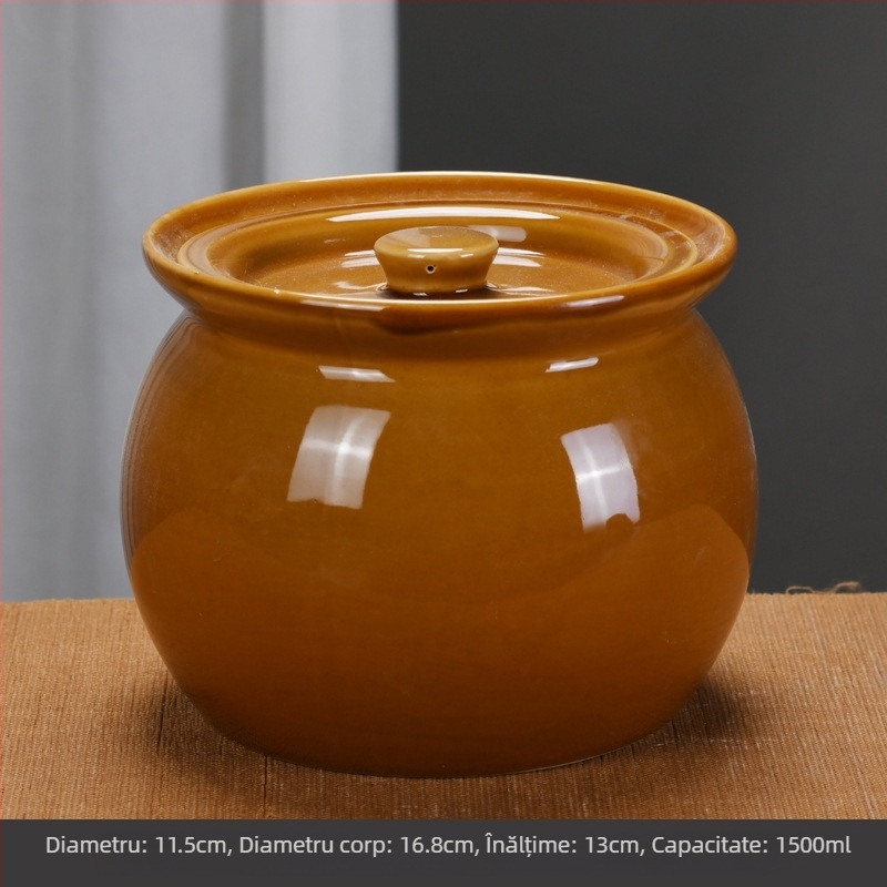 Oală ceramică cu capac, de capacitate mare, pentru fierbere și gătit la abur, potrivită pentru uz casnic și banchete