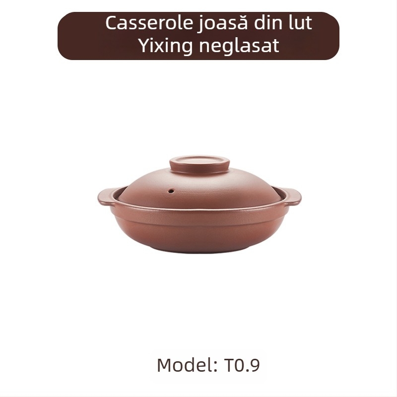 Oală de caserolă din lut pentru supă, pentru plită cu gaz, neglazurată, capac ceramic, rezistentă la temperaturi înalte (3,1–4 L)
