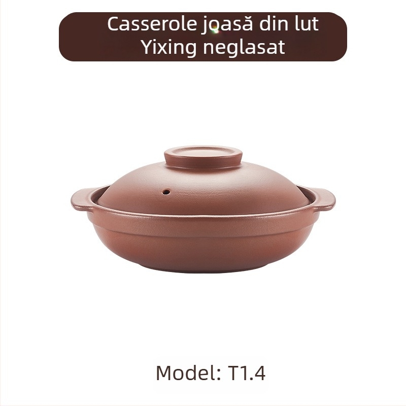 Oală de caserolă din lut pentru supă, pentru plită cu gaz, neglazurată, capac ceramic, rezistentă la temperaturi înalte (3,1–4 L)