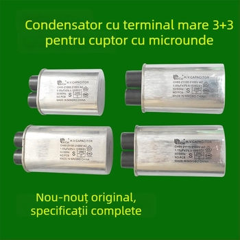 Condensator de înaltă tensiune pentru cuptor cu microunde, 2100V, 0.95µF, 1.05µF, 3+3 contacte mari