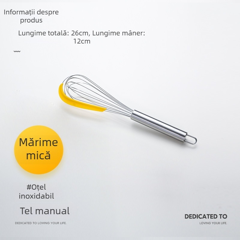 Tel manual pentru ouă, din oțel inoxidabil, cu spatulă din silicon – pentru coacere