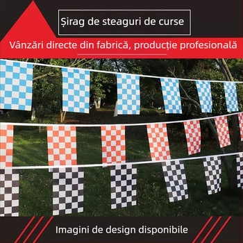 Steag personalizat dreptunghiular pentru curse, cu carouri negre și albe, steag decorativ de agățat pe pistă, emblemă auto triunghiulară