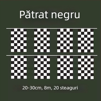 Steag personalizat dreptunghiular pentru curse, cu carouri negre și albe, steag decorativ de agățat pe pistă, emblemă auto triunghiulară