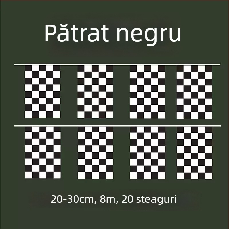 Steag personalizat dreptunghiular pentru curse, cu carouri negre și albe, steag decorativ de agățat pe pistă, emblemă auto triunghiulară