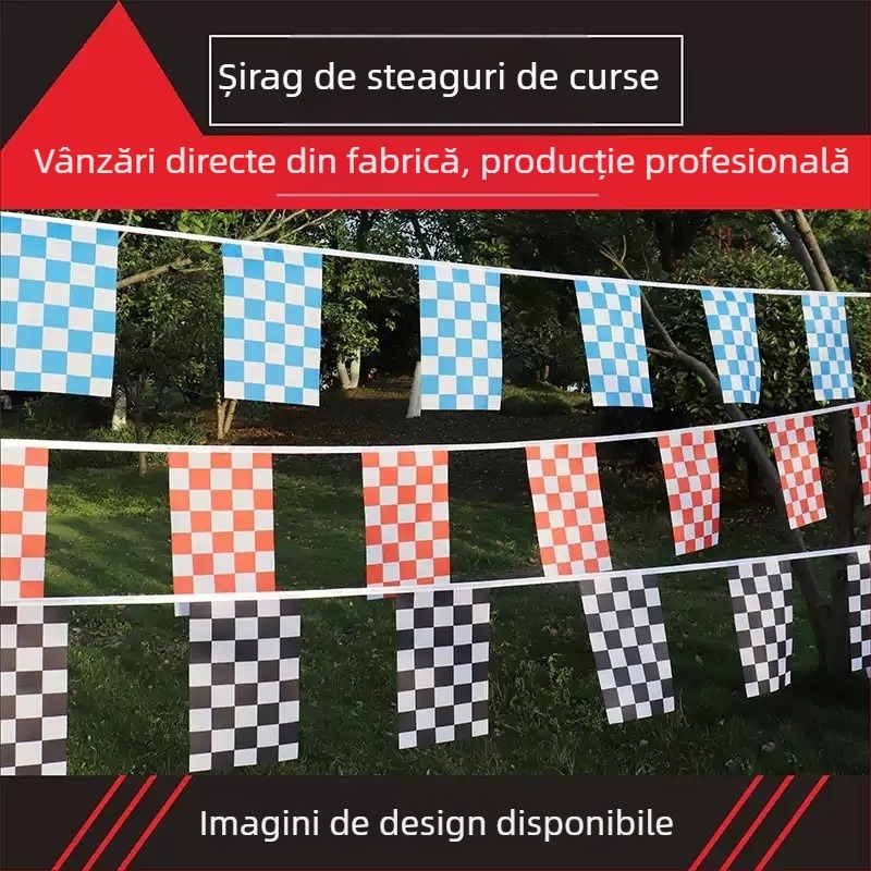 Steag personalizat dreptunghiular pentru curse, cu carouri negre și albe, steag decorativ de agățat pe pistă, emblemă auto triunghiulară