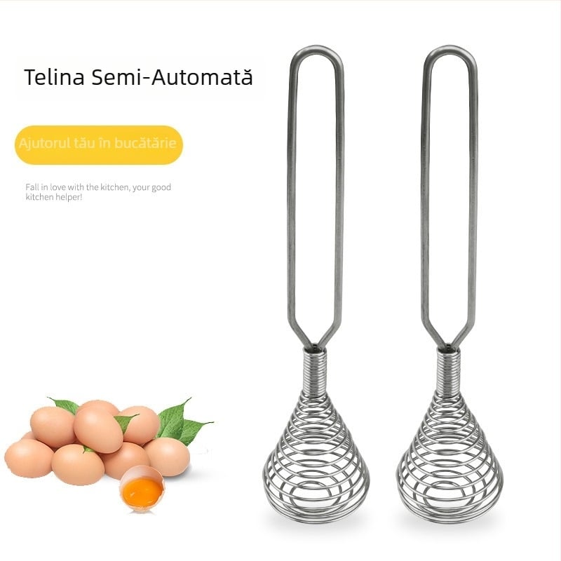Tel de bucătărie din oțel inoxidabil, manual, pentru ouă și frișcă, 22 cm