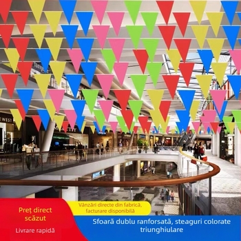 Bannere triunghiulare multicolore din poliester, șir de steaguri, imprimare logo, pentru nunți, deschideri și evenimente în aer liber