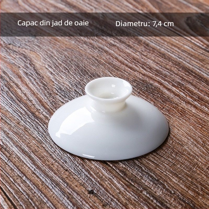 Capac din porțelan alb pentru gaiwan, accesorii pentru ceai