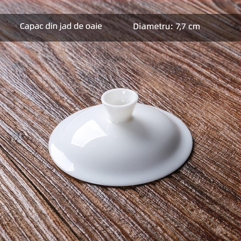 Capac din porțelan alb pentru gaiwan, accesorii pentru ceai