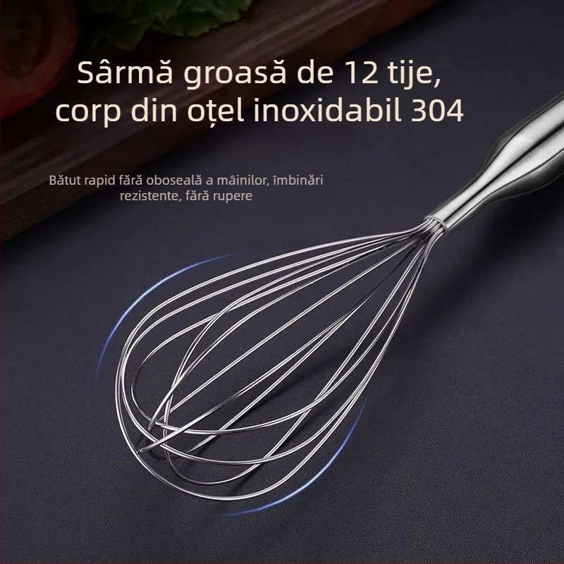 Tel pentru ouă manual din oțel inoxidabil 304, ustensilă de bucătărie pentru amestecare și coacere