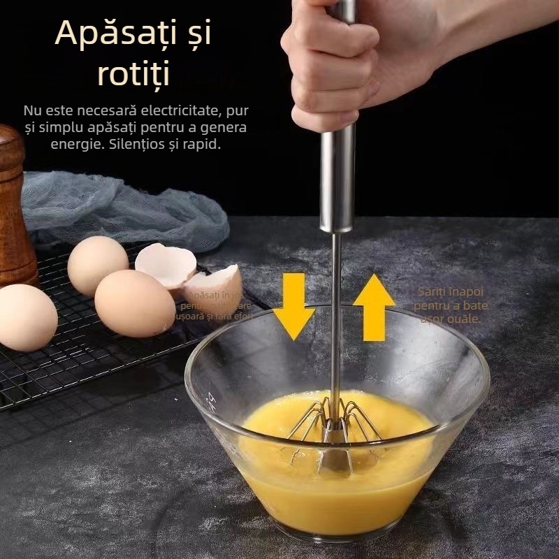 Tel de ouă manual – rotativ, neelectric, multifuncțional pentru albușuri și cremă