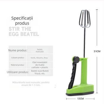 Bețișor manual pentru ouă, cu cap unic, tel de mână pentru batut smântâna