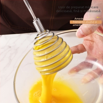 Bețișor pentru ouă din oțel inoxidabil, cu mecanism de presare și spirală cu arc, pentru cremă și aluat, unealtă de coacere