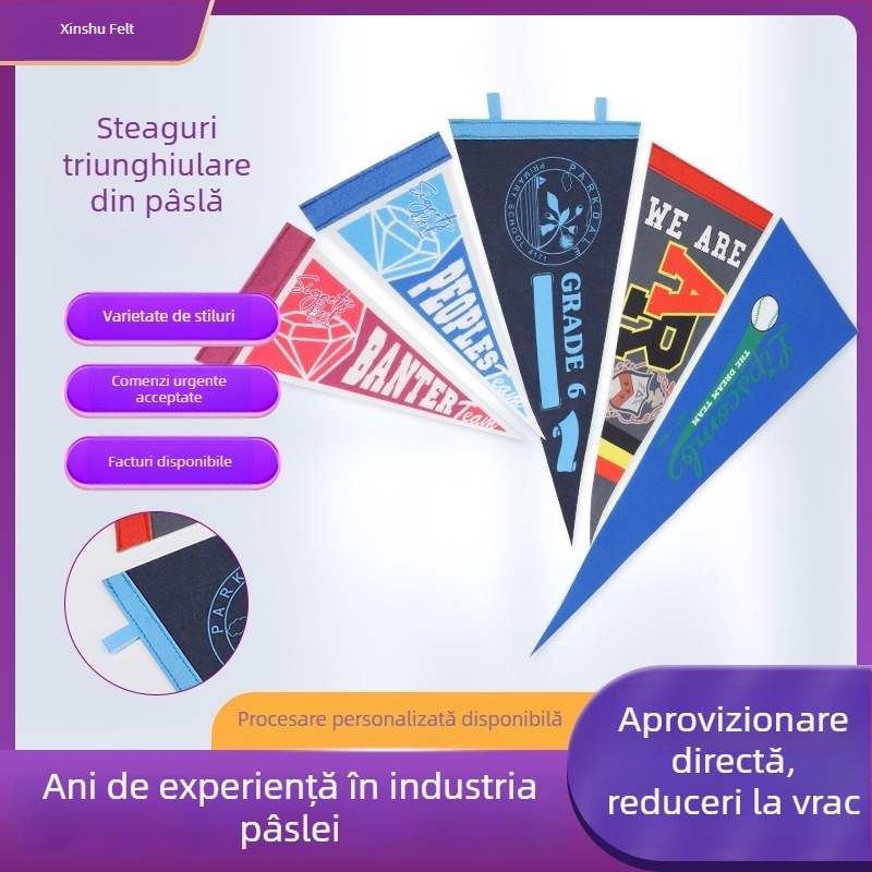 Steguleț triunghiular din fetru cu imprimare prin sublimare pentru decor exterior