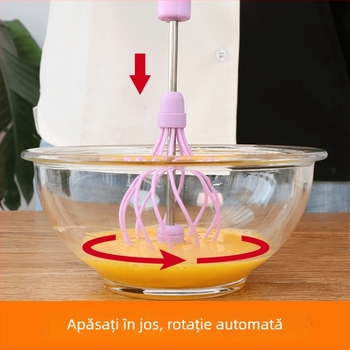 Bețișor de ouă manual, instrument de bucătărie semi-automat pentru cofetărie DIY, tel rotativ pentru albușuri, din oțel inoxidabil.