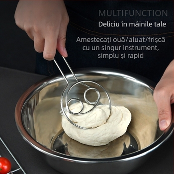 Mixer pentru aluat din oțel inoxidabil, cu agitatoare cu bobine duble, tel pentru ouă, instrument de coacere, fără magnet