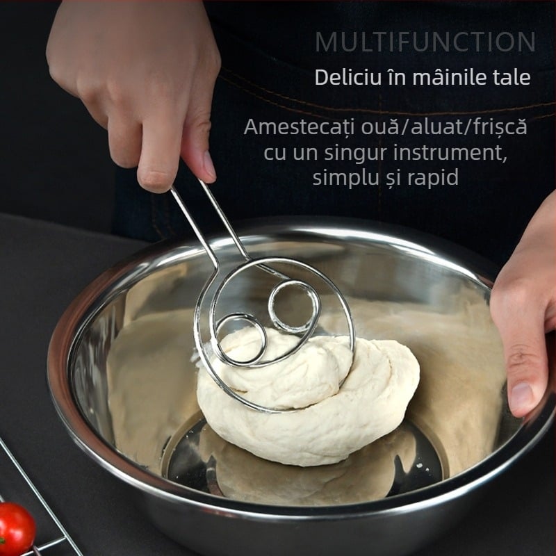 Mixer pentru aluat din oțel inoxidabil, cu agitatoare cu bobine duble, tel pentru ouă, instrument de coacere, fără magnet