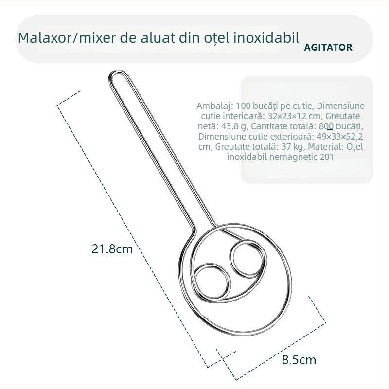 Mixer pentru aluat din oțel inoxidabil, cu agitatoare cu bobine duble, tel pentru ouă, instrument de coacere, fără magnet