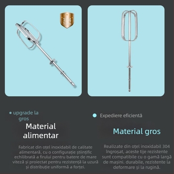 Capă R cu vârf plat, tijă de amestecare pentru tel de ouă, accesorii metalice din fier cu cromare