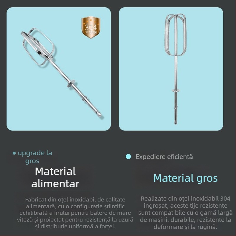 Capă R cu vârf plat, tijă de amestecare pentru tel de ouă, accesorii metalice din fier cu cromare