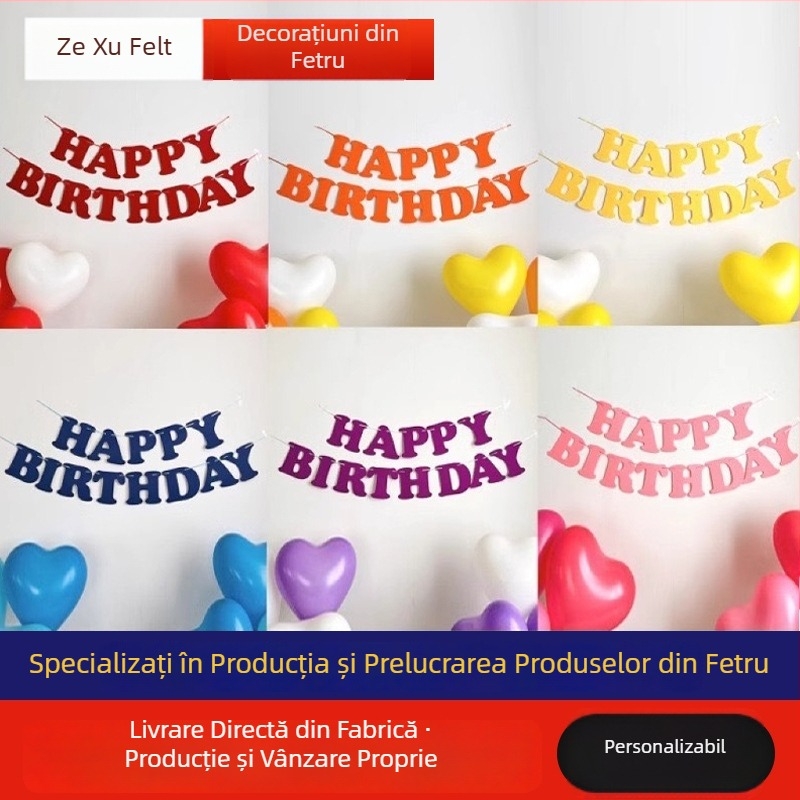 Banderole cu stegulețe în nuanțe macaroon, din fetru nețesut, pentru primul jubileu de 100 de zile al bebelușului