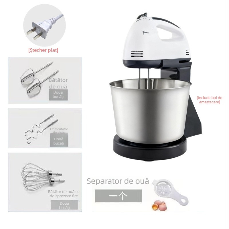 Mixer electric desktop pentru uz casnic, cu bol, pentru ouă și prăjituri, mic mixer pentru frișcă