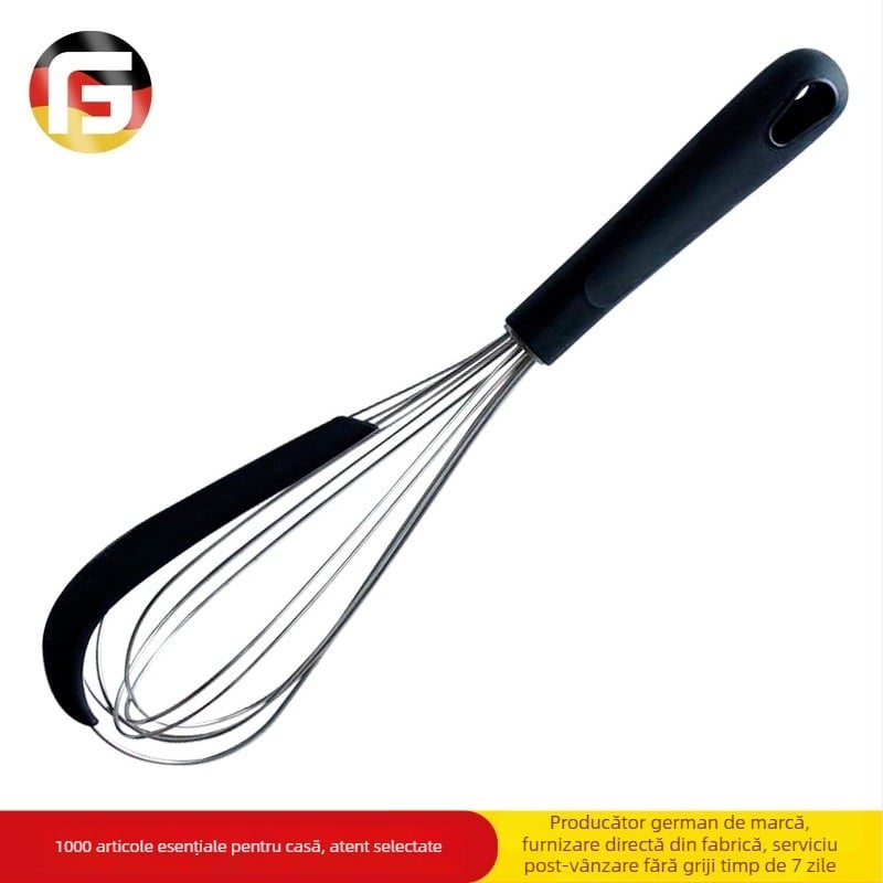 Amestecător manual de ouă din oțel inoxidabil, multifuncțional, cu bandă de silicon, pentru cofetărie de acasă