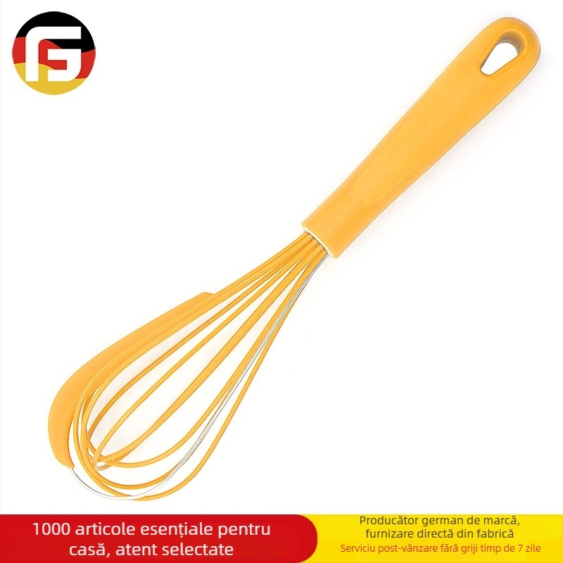 Amestecător manual de ouă din oțel inoxidabil, multifuncțional, cu bandă de silicon, pentru cofetărie de acasă