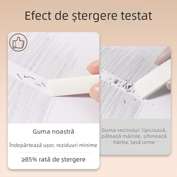 Radieră triunghiulară fără scame, ultra-curată, pentru elevii din învățământ primar, șterge litere fără urme