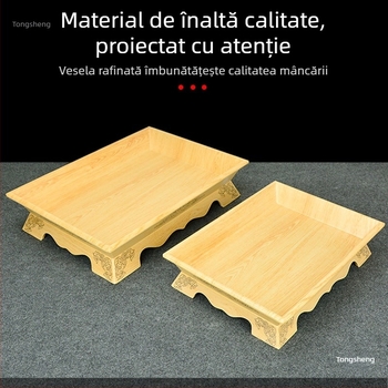Farfurie din melamină imitație porțelan pentru coaste de miel și miel la cuptor, tavă dreptunghiulară pentru grătar miel, tavă de carne cu mâner mongol