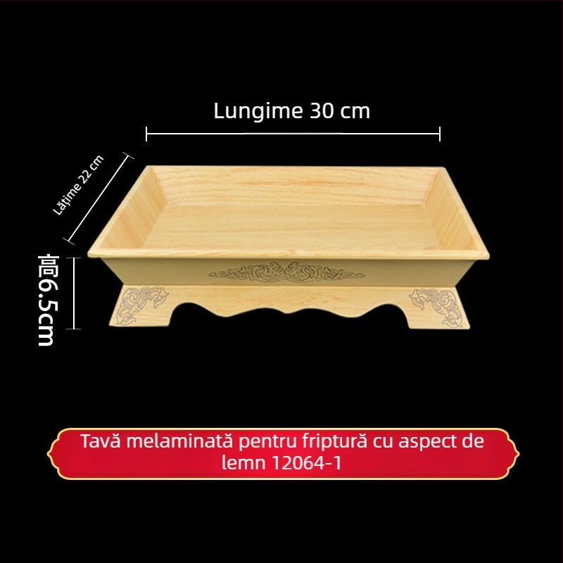 Farfurie din melamină imitație porțelan pentru coaste de miel și miel la cuptor, tavă dreptunghiulară pentru grătar miel, tavă de carne cu mâner mongol