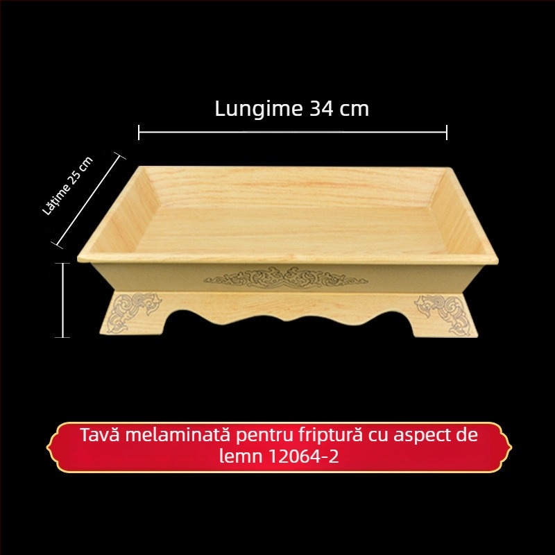 Farfurie din melamină imitație porțelan pentru coaste de miel și miel la cuptor, tavă dreptunghiulară pentru grătar miel, tavă de carne cu mâner mongol