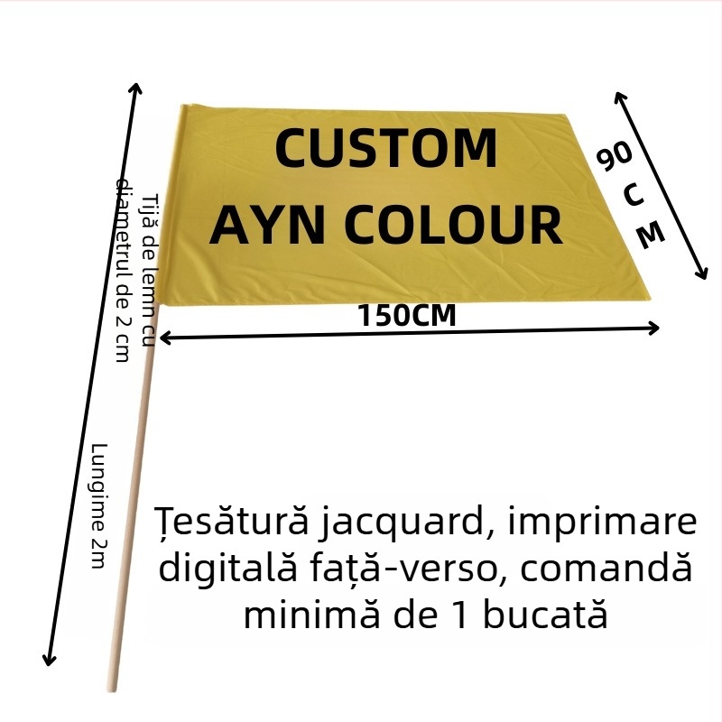 Steag de mână, 90×150 cm, cu tija din lemn de 2 m, pentru SUA, Mexic și Canada