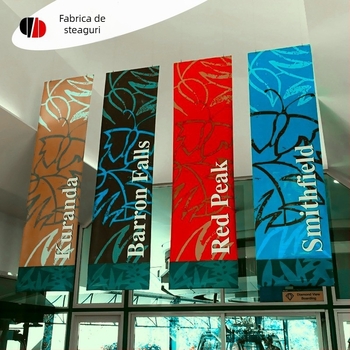 Steag de prezentare, dublu față, din țesătură, pentru reclame și expoziții