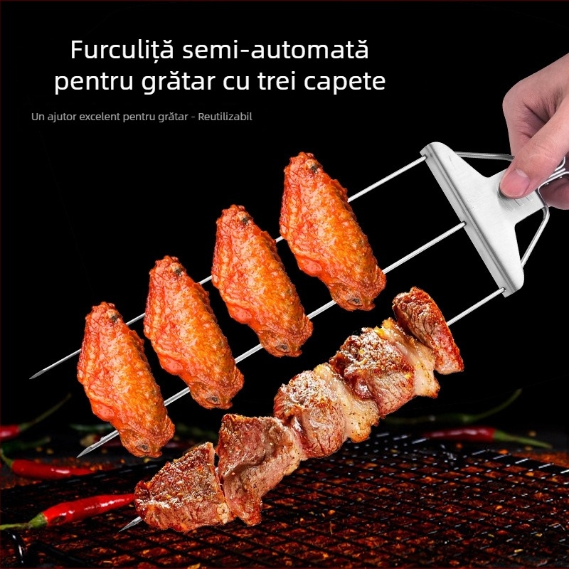 Frigărui din oțel inoxidabil cu trei vârfuri, pentru uz casnic, semi-automat