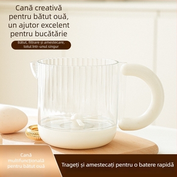 Mixer manual pentru ouă, semi-automat, recipient de amestec cu filtru, multifuncțional, ușor de curățat, cupă de măsurare cu filtru și aparat de bătut smântână
