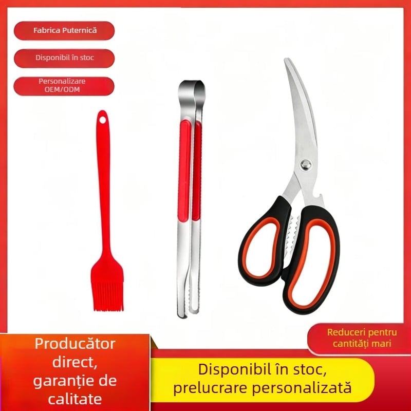 Set de foarfece și clești de grătar din oțel inoxidabil, stil coreean, pentru uz profesional și casnic