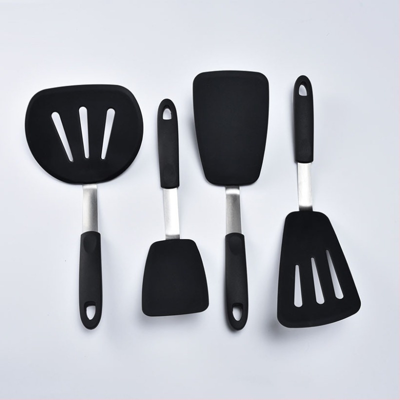 Set de ustensile din silicon pentru bucătărie, 5 piese, spatule antiaderente și spatulă pentru pește cu găuri