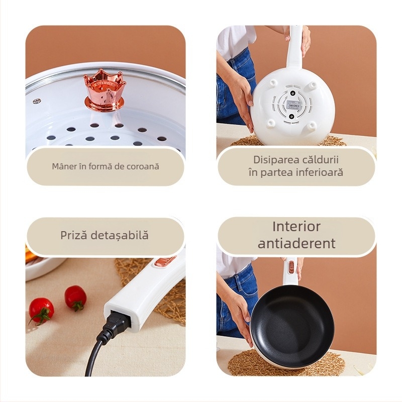 Wok electric cu design integrat, antiaderent, multifuncțional pentru uz casnic